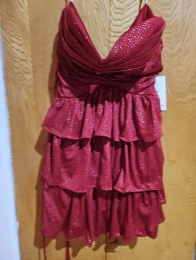 Sparkling Red Tiered Party Dress